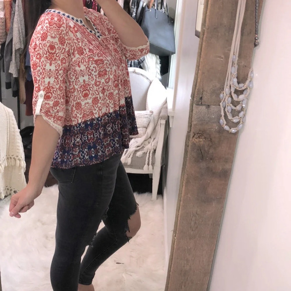 Vintage America missy small boho floral top - Picture 2 of 4